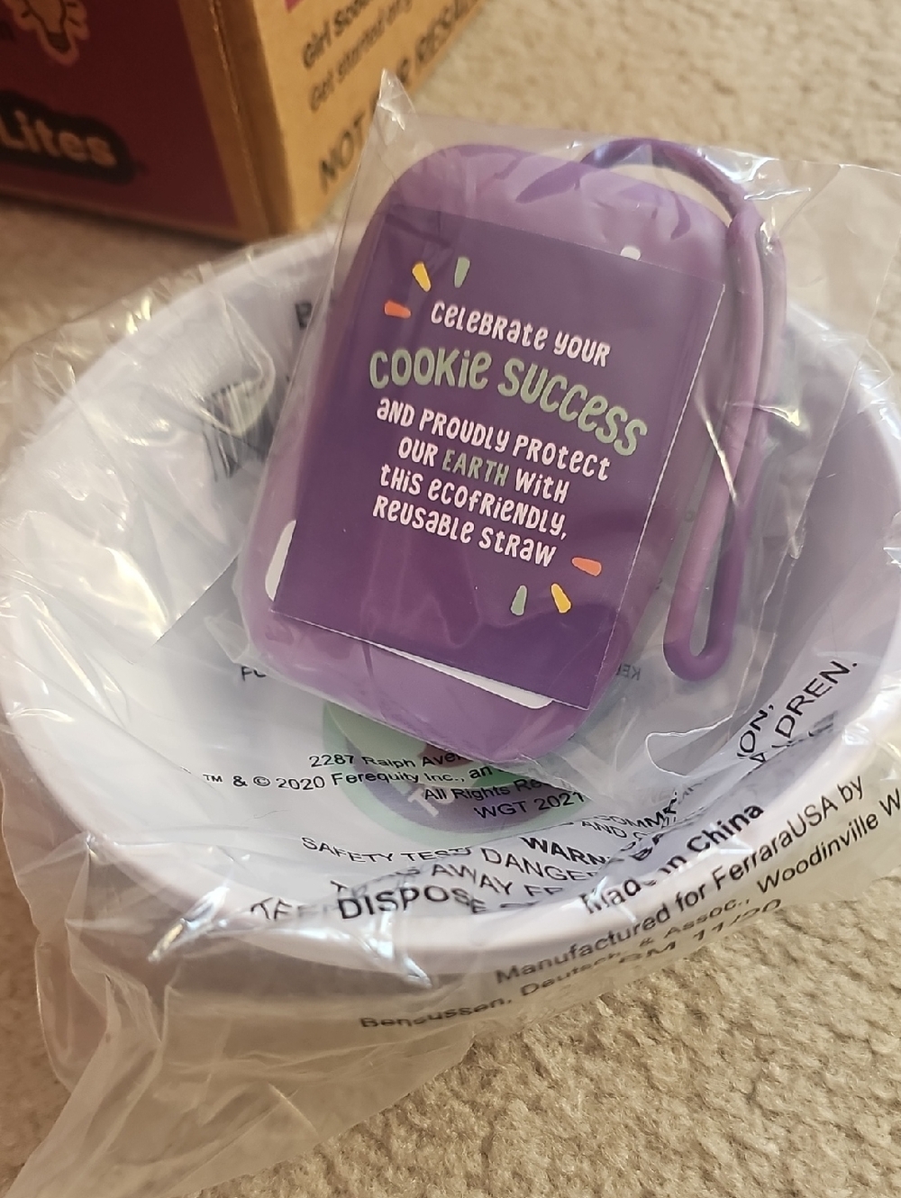 Purple Eco Reusable Straw Case with Silicone Strap And 2 Bowls